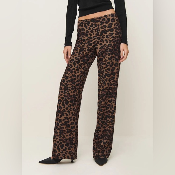 Reformation Petites Vida Low Rise Pant 0P Jaguar Cheetah Leopard - Picture 2 of 11